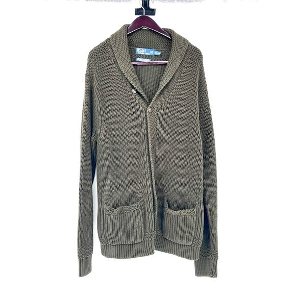 Polo by Ralph Lauren Other - Polo Ralph Lauren Mens 2XL Green Pima Cotton Shawl Knit Cardigan Sweater Vintage